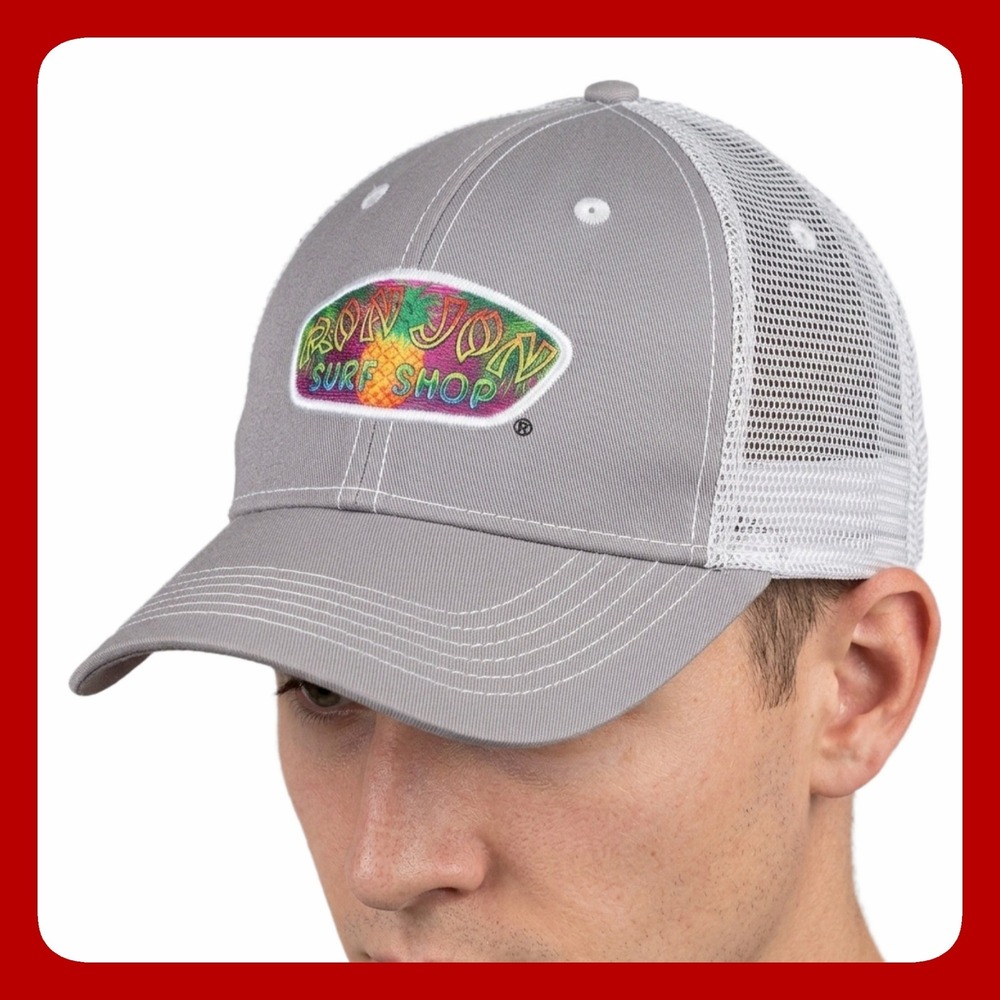 Ron Jon Surf Shop Trucker Hat Gray Mesh Cocoa Beach Fl Boho Beachy Cap OSFA NWOT